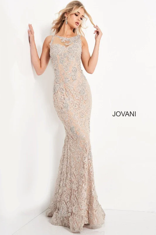 Jovani 06722 Long Illusion Neckline Prom Dress