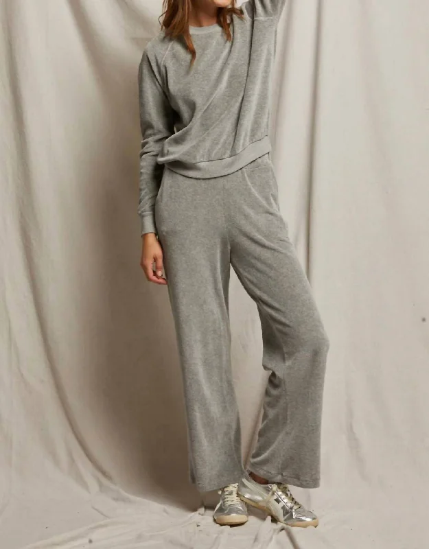 Stella Velour Shrunken Sweatshirt In Heather Grey