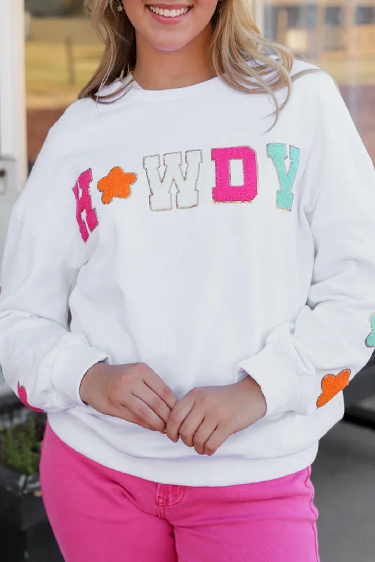 Howdy Patch Graphic Casual Sweatshirt