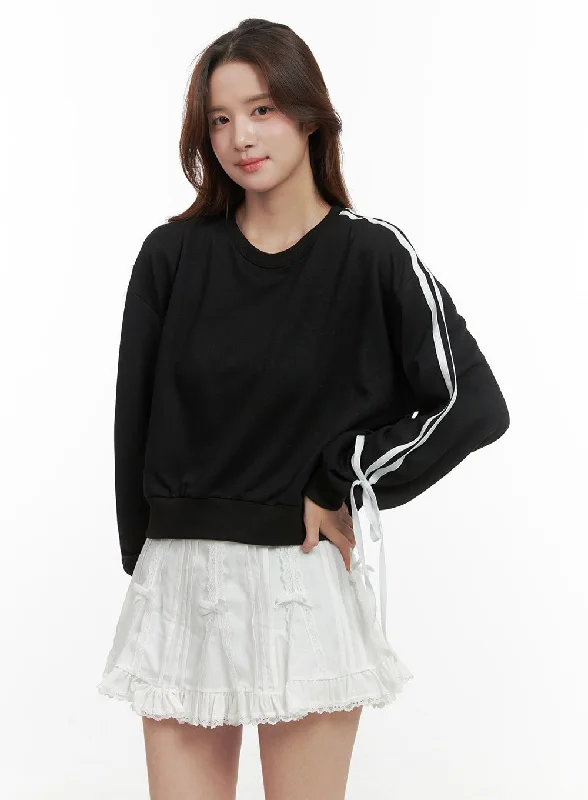 Ribbon-Lined Cotton Sweatshirt OO421