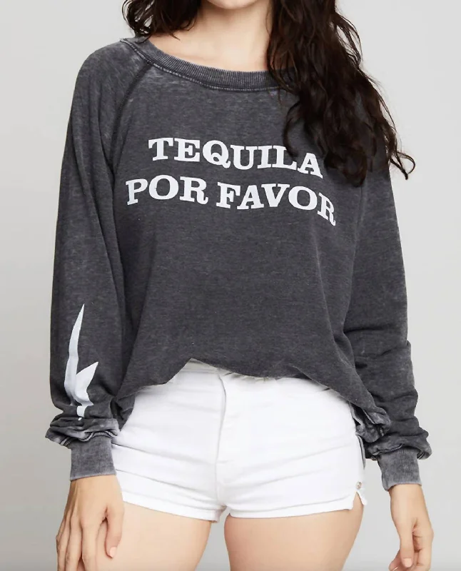 Tequila Por Favor Sweatshirt In Black