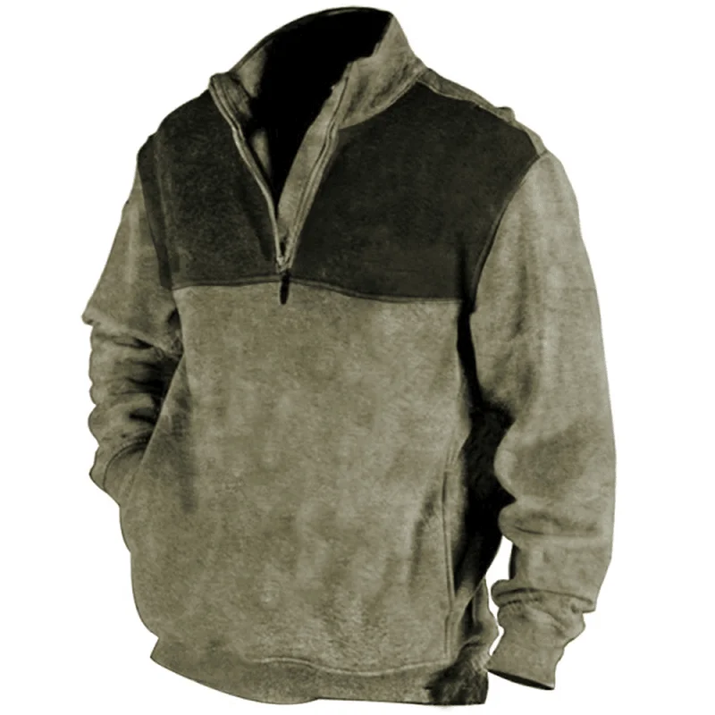 Men'S Outdoor Long-Sleeved Zipper Stand-Up Collar Sports Sweatshirt