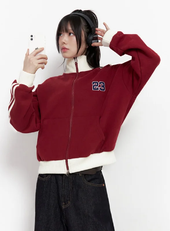 Cotton Embroidered Zip-Up Sweatshirt IN427