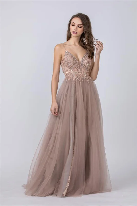 Long Formal Prom Beaded Evening Ball Gown