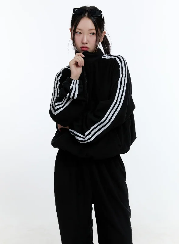 Striped Oversize Half-Zip Sweatshirt CD423