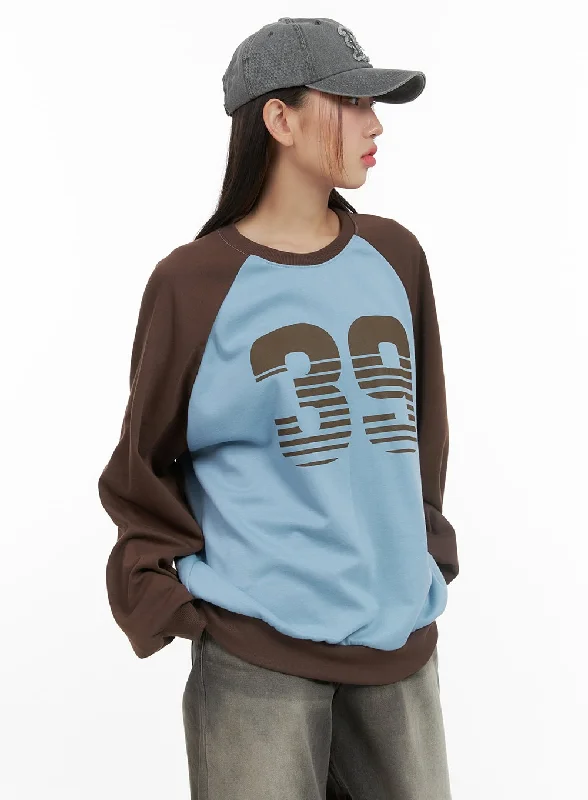 Graphic Raglan Cotton Sweatshirt CS404