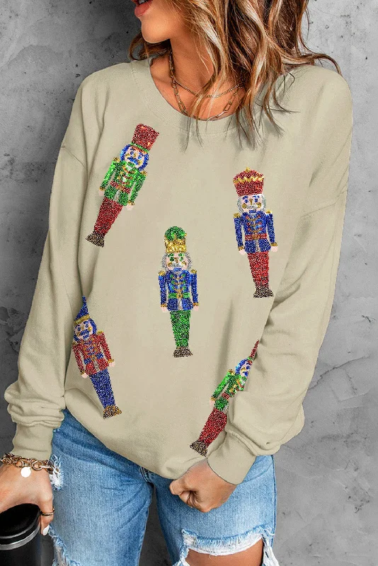 Sequined Nutcracker Doll Casual Sweatshirt