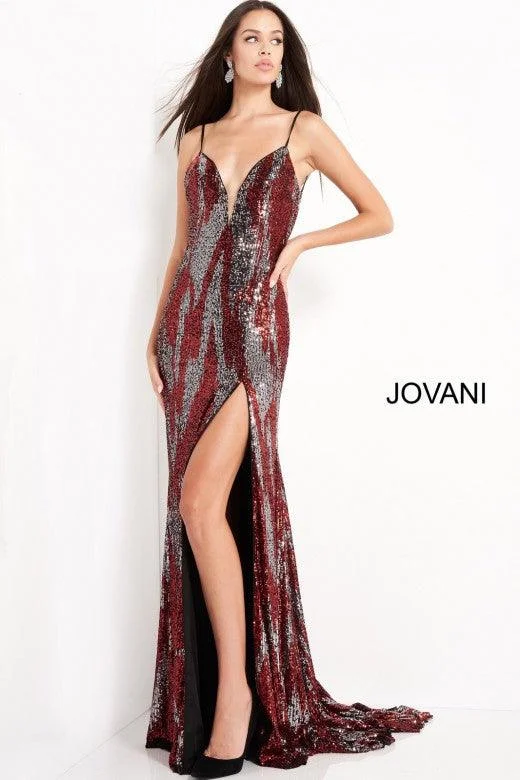 Jovani 04428 Long Formal Spaghetti Strap Prom Dress