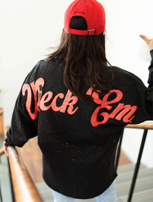 Texas Tech Spirit Jersey "Wreck 'Em Script" Sparkle Crew Neck