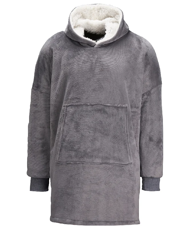 Grey - The Ribbon oversized cosy reversible sherpa hoodie