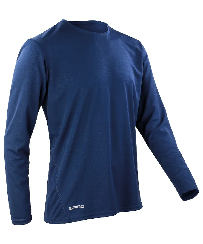 Navy - Spiro quick-dry long sleeve t-shirt