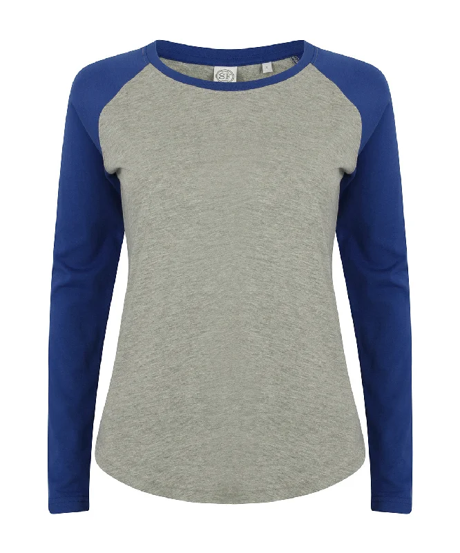 Heather Grey/Royal - Kids long sleeve baseball T