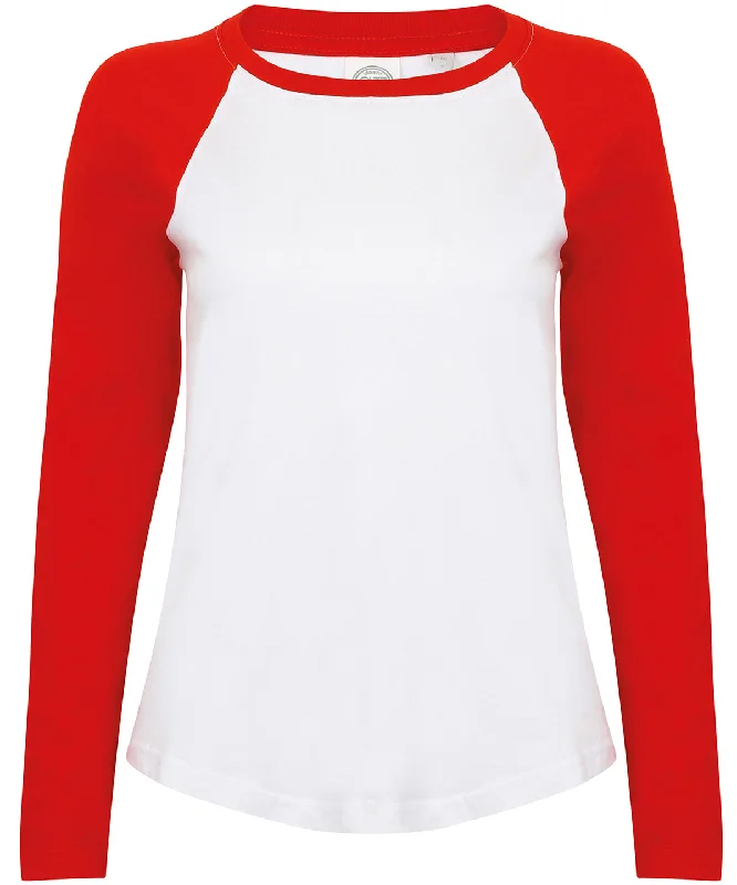 White/Red - Kids long sleeve baseball T