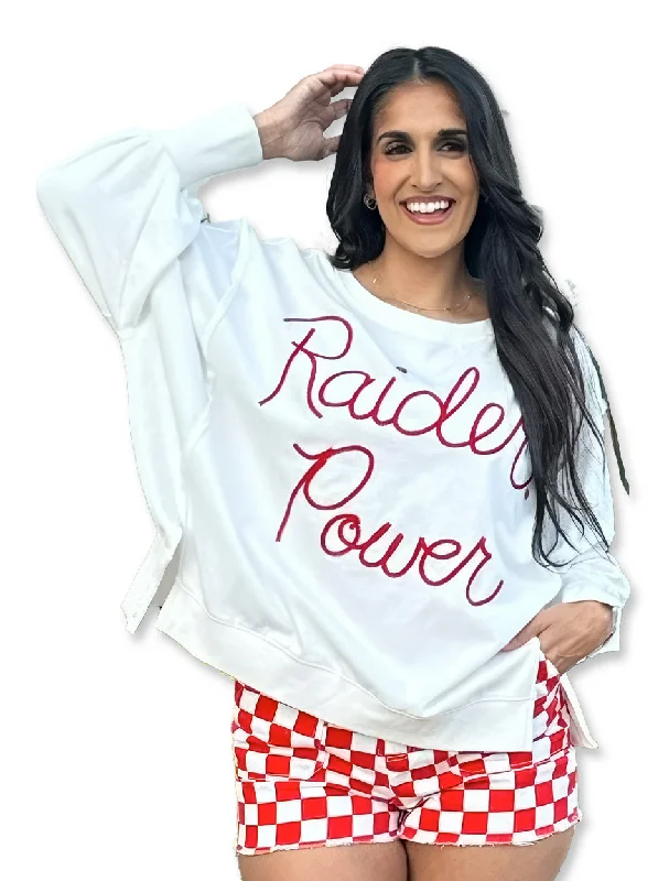 Texas Tech "Raider Power" Chain Stitch Raw Edge Oversize Sweatshirt