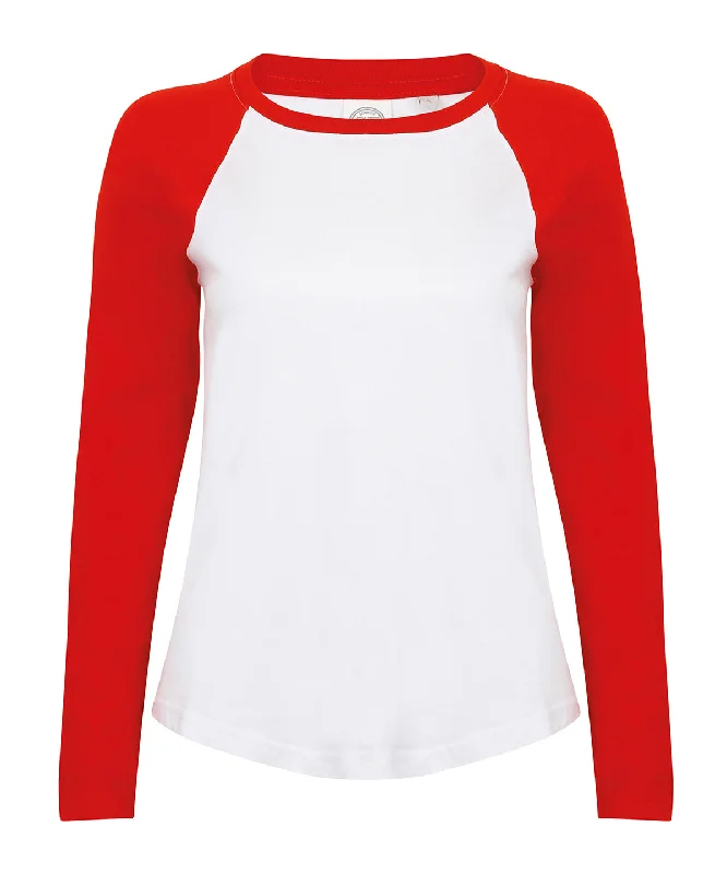 White/Red - Women's long sleeve baseball t-shirt