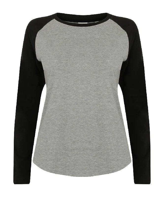 Heather Grey/Black - Kids long sleeve baseball T