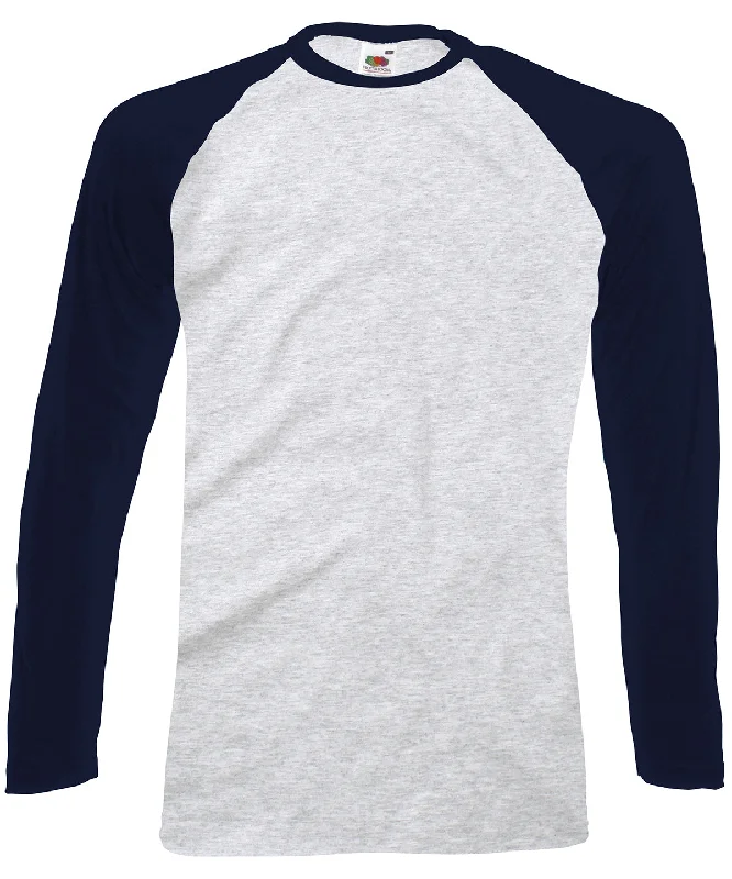 Heather Grey/Deep Navy - Long sleeve baseball T