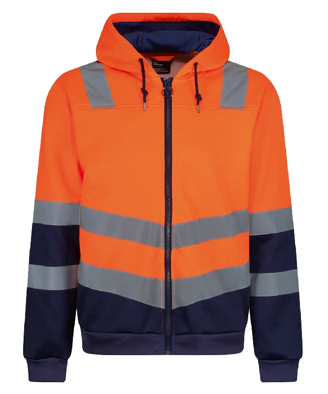 Orange/Navy - Pro hi-vis full zip hoodie