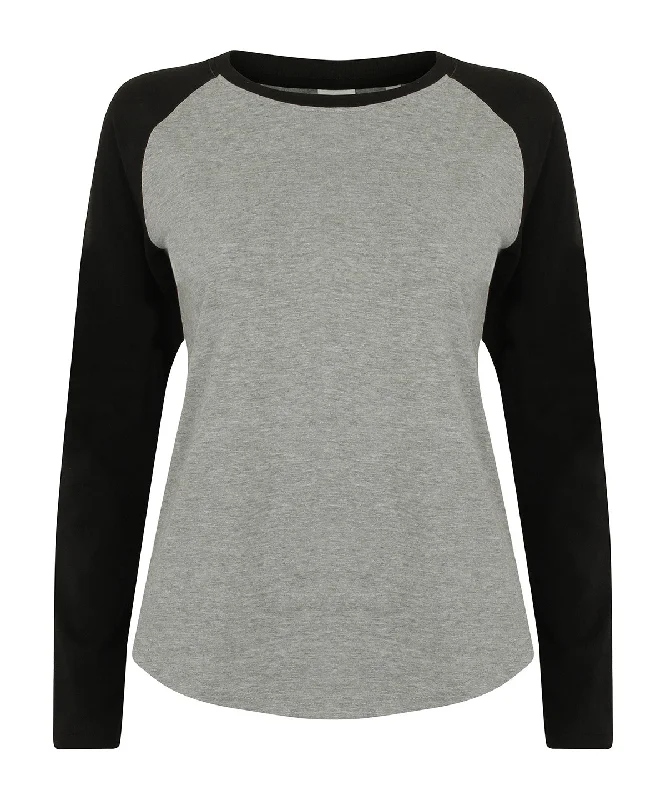 Heather Grey/Black - Women's long sleeve baseball t-shirt