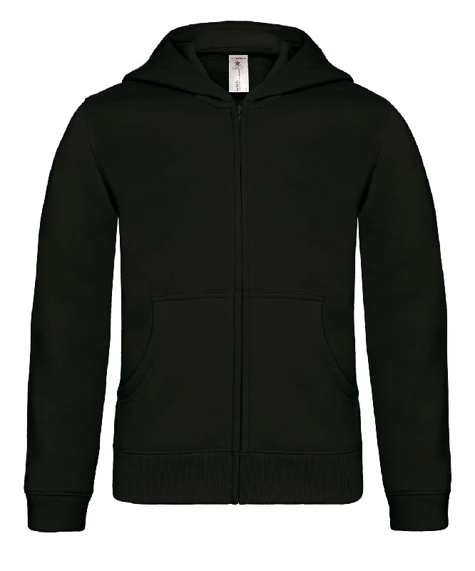 Black - B&C Hooded full-zip /kids