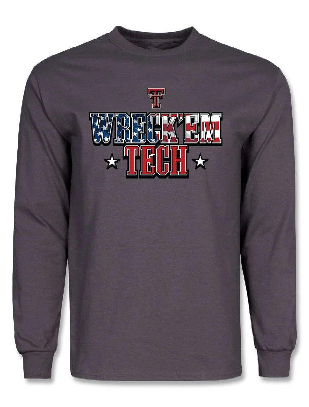 Texas Tech "Wreck Em Salute to Service" Stealth Grey Long Sleeve Shirt