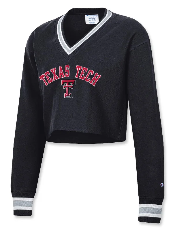 Champion Texas Tech Women's "Higher Education" V Neck Fleece Crop