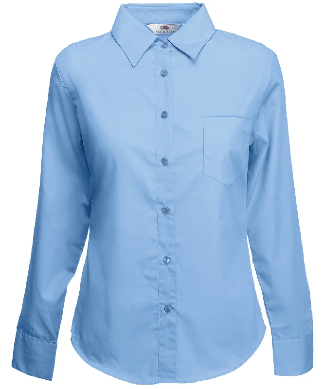 Mid Blue - Ladyfit poplin long sleeve shirt