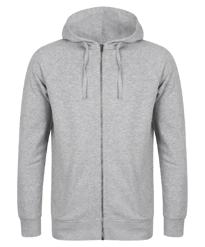 Heather Grey - Unisex slim-fit zip-through hoodie