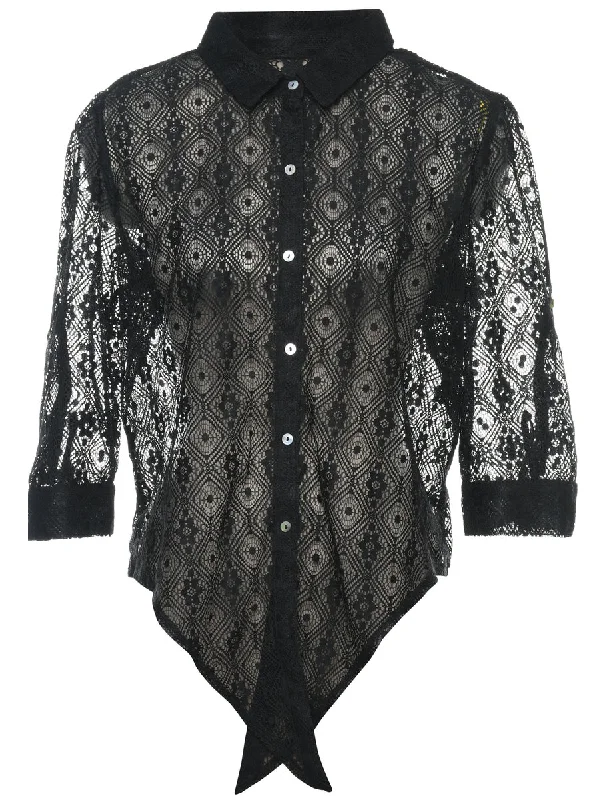 Black Lace Evening Shirt - M