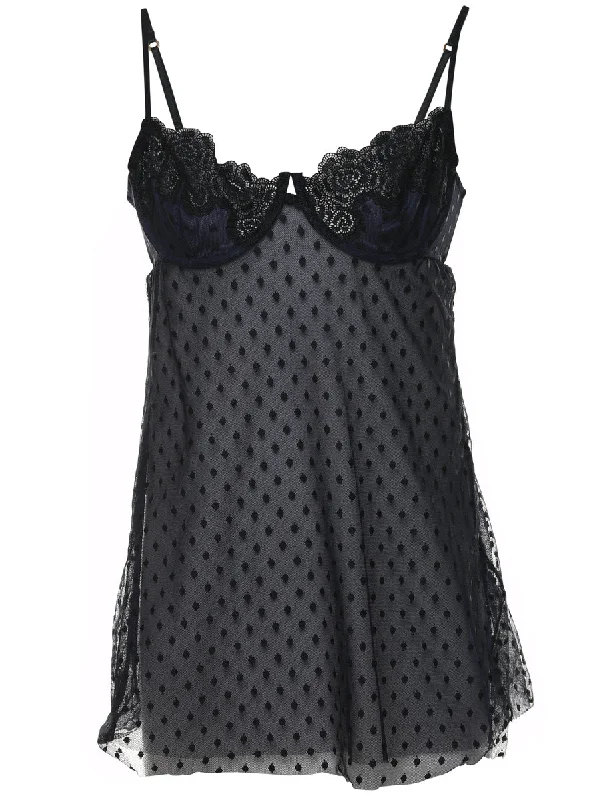 Black Lace Sheer Babydoll - S