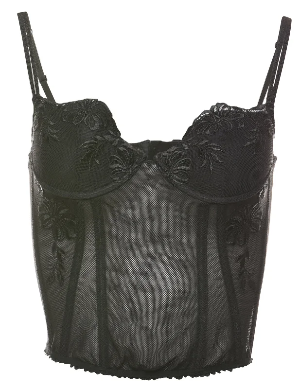 Black Lace Sheer Bustier - S