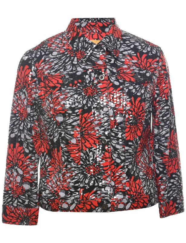 Floral Pattern Evening Jacket - M