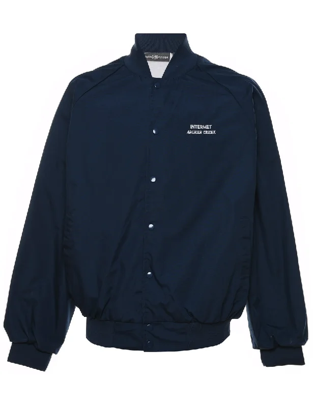 Navy Popper Front Bomber Jacket - XL