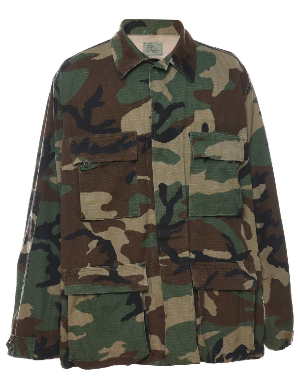 Woodland Camouflage Print U.S Army Military Jacket - M