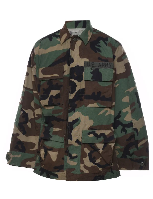 Woodland Camouflage Print U.S Army Military Jacket - M