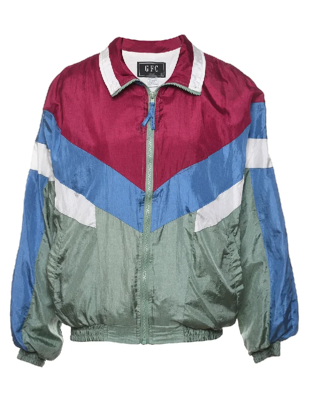 Zip-Front 1990s Multi-Colour Nylon Jacket - M