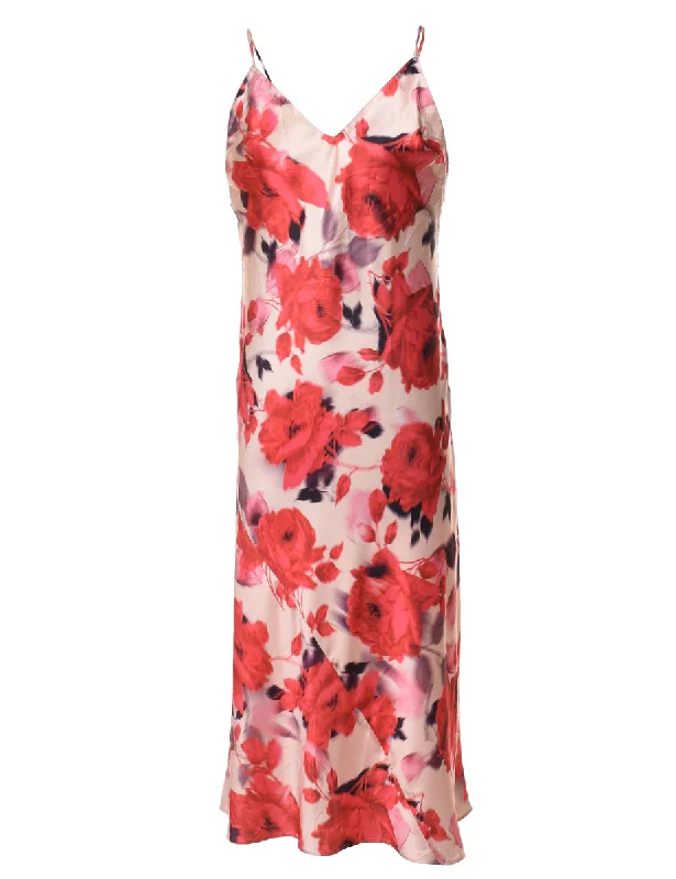 Floral Print Victoria's Secret Red & Off-White Slip Dress - M