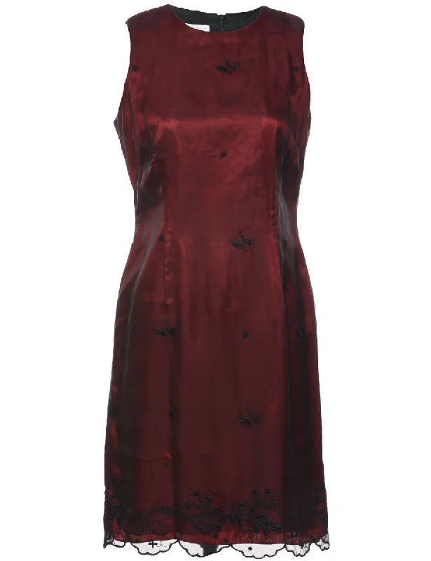 Maroon 1990s Evening Dress - M