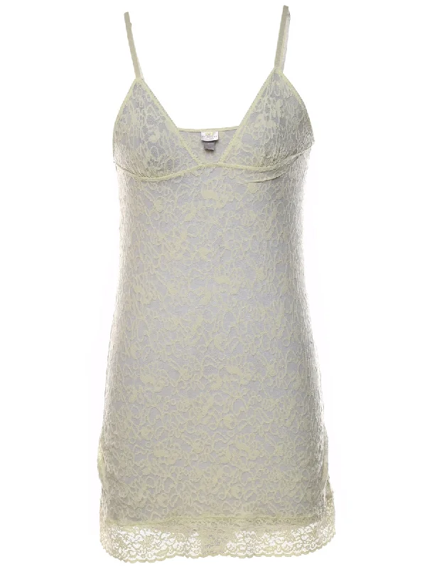 Pale Yellow Lace Slip Dress - XS