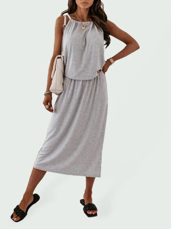 Women's Casual Fashion Halter Neck Midi Dress