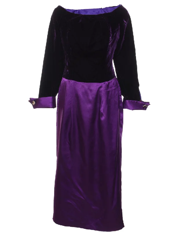 Purple & Black Contrast Evening Dress - M