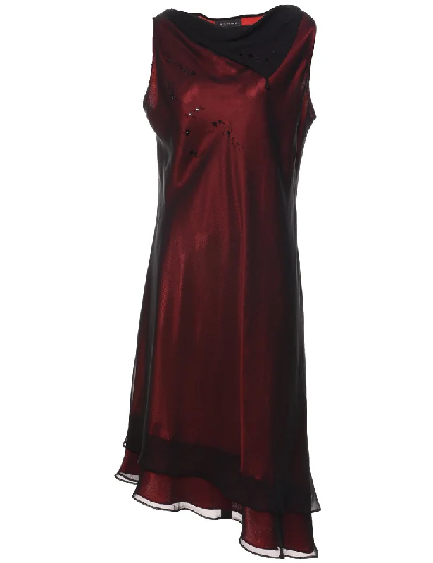 Red 1990s Evening Dress - L