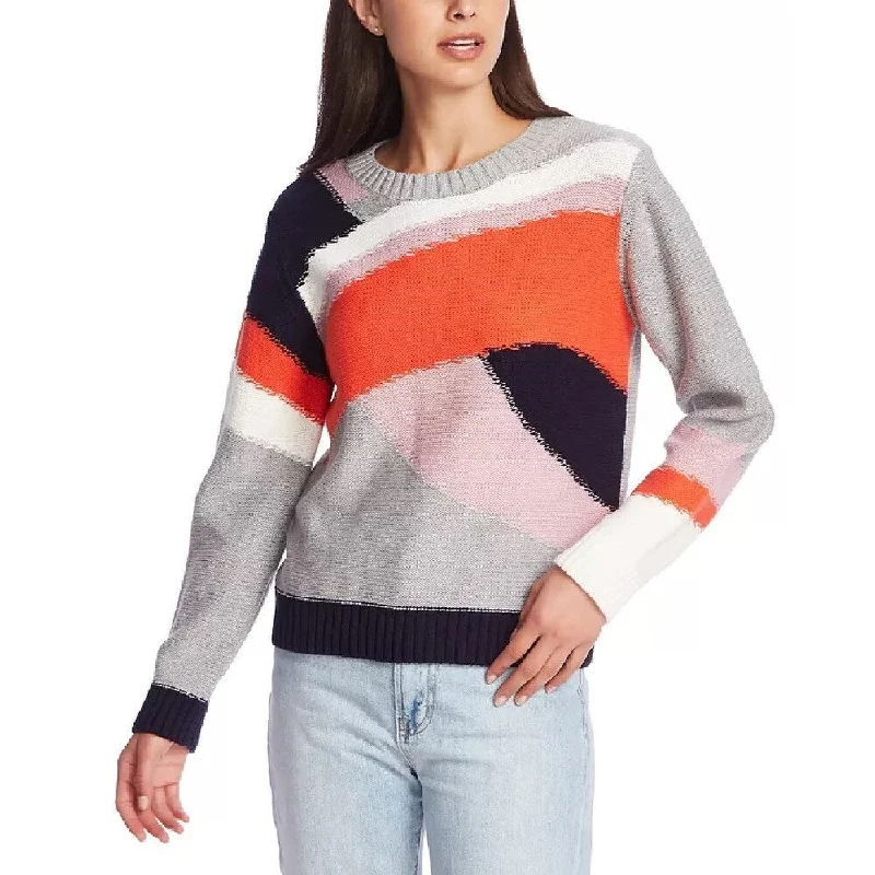 1.STATE Women's Abstract Colorblock Sweater Orange Size Large