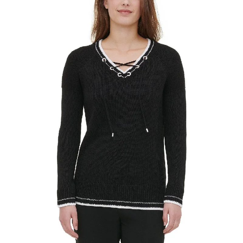 Calvin Klein Women's Lace-Up Sweater Black Size Medium