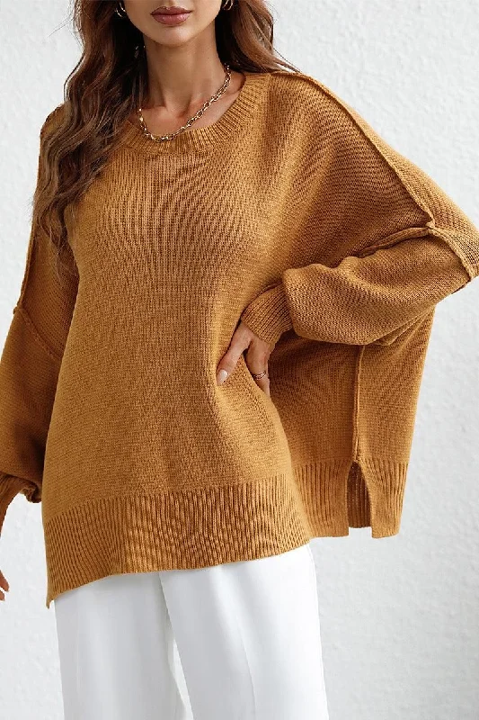 LOOSE FIT DOLMAN SLEEVE KNIT SWEATER