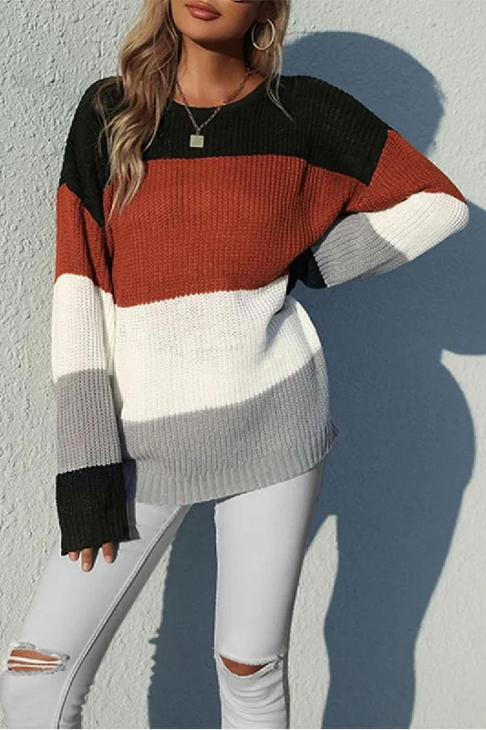 LOOSE FIT COLOR BLOCK DAILY SWEATER