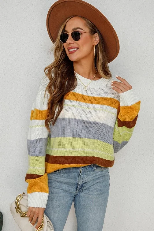 WOMENS COLOR STRIPE SWEATER TOP