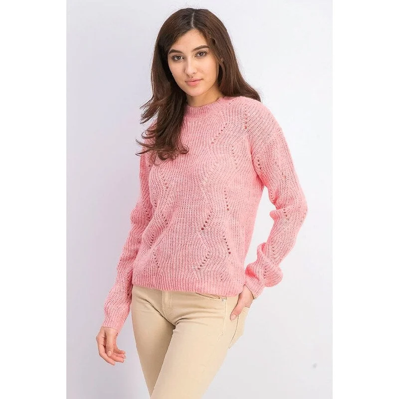 Hippie Rose Juniors' Marled Mock-Neck Sweater Pink Size Large