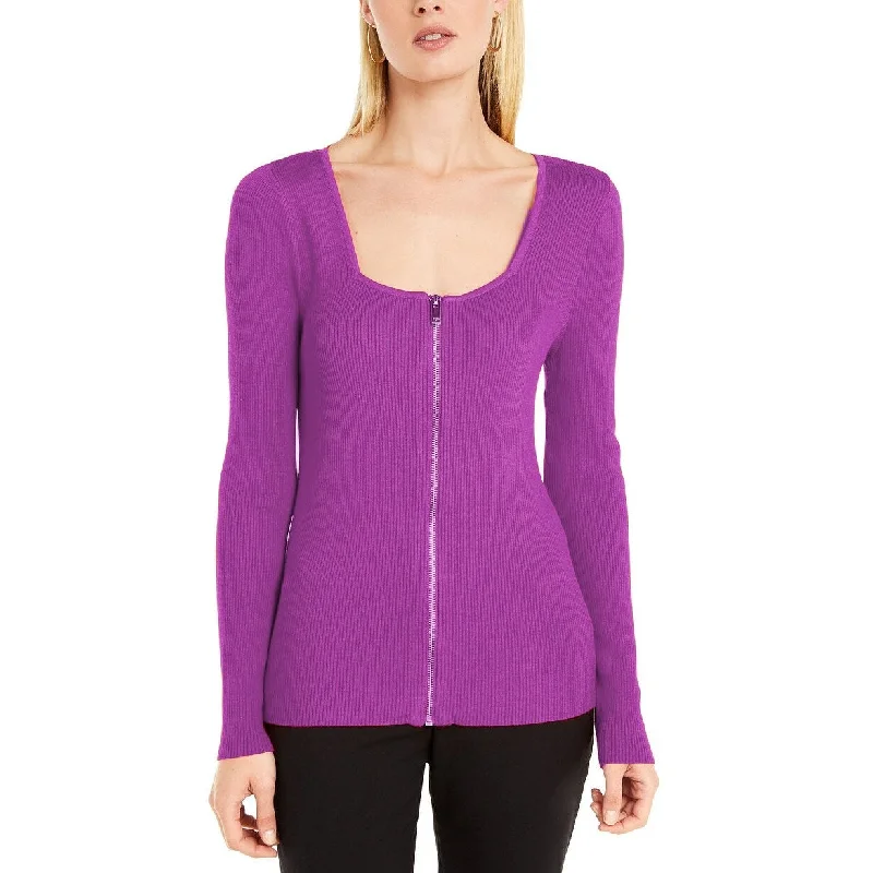 INC International Concepts Women's Square Neck Zip-Front Sweater Size Extra Large