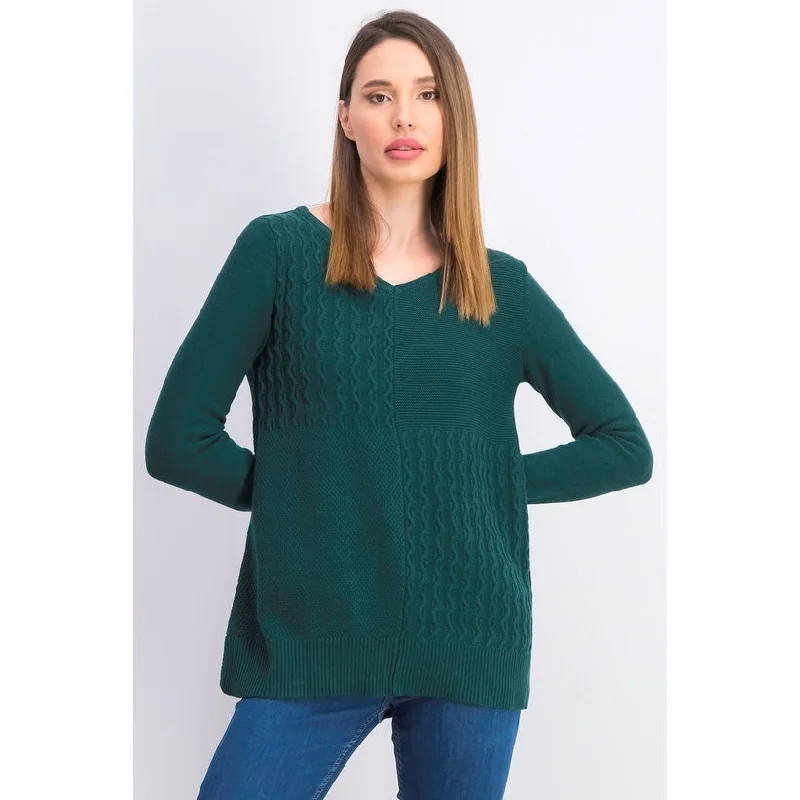 Karen Scott Women's Cotton Mixed-Stitch Sweater Green Size Extra Small - X-Small